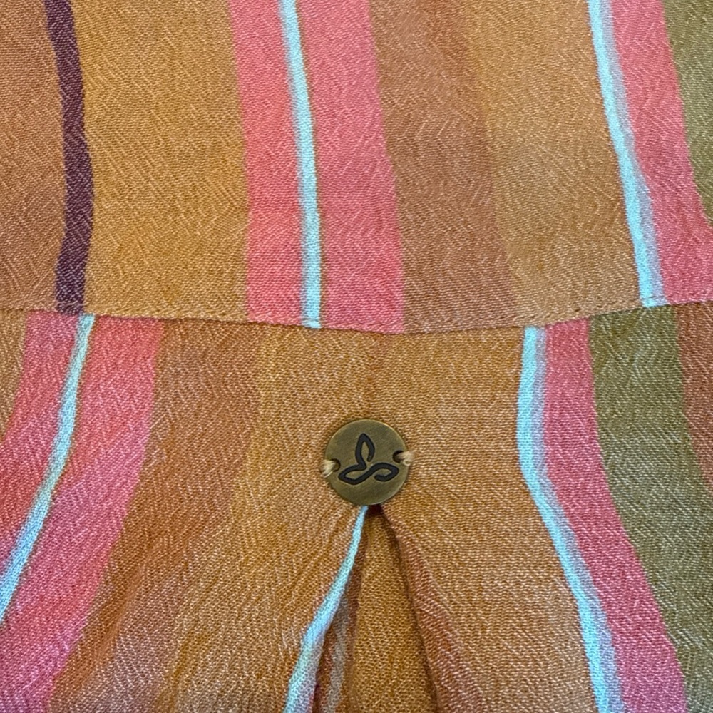 PrAna Womens SzMedium Orange Striped High Low Button Front Shirt Beach Coverup - Picture 9 of 9